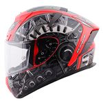 Steelbird SA-2 Terminator 2.0 Aerodynamic Thermoplastic shell Full Face Graphic Helmet with Clear Visor (X-Large 620 mm, Glossy Fluo Watermelon Grey)