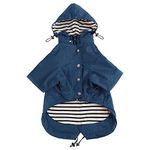 Morezi Dog Zip Up Dog Raincoat with Reflective Buttons, Rain/Water Resistant, Adjustable Drawstring, Removable Hood, Dog Raincoats with Legs 4kg to 36kg Available - Dark Blue - Medium