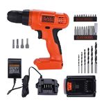 BLACK+DECKER 20V MAX* POWERECONNECT Cordless Drill/Driver + 30 pc. Kit (LD120VA) , Orange