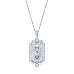 BERRICLE Rhodium Plated Sterling Silver Cubic Zirconia CZ Art Deco Milgrain Wedding Pendant Necklace