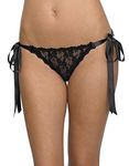 hanky panky Women's Peek-A-Boo Lace Side Tie Bikini Black Bikini, Black, Large