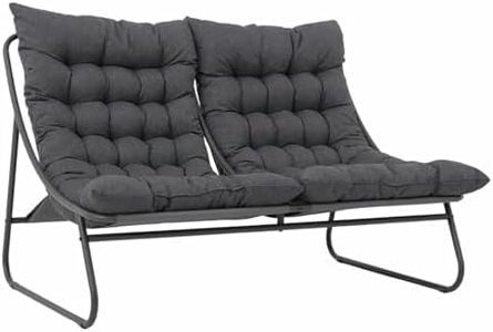 Olaterior Patio Loveseat, Outdoor Double Chair, Oversized Padded Comfy Outdoor Love Seat, 2 Seater Couch with Cushion, All-Weather Patio Conversation Furniture for Porch Balcony Poolside, Dark Grey