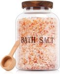 BKYFPQ 74 oz Glass Bath Salts Jar,Bath Salt Container with Wooden Lid and Scoop,Bathroom Organizers and Storage,for Bathroom Bath Decor,Home Decor,Bathtub Accessories for Women