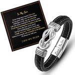 LAXPICOL Gift To My Son/Grandson/Husband mens bracelets,Mens leather bracelet boys bracelets With Stainless Steel Magnetic Clasp, braided leather bracelet Gift For Men-Style F-To My Son