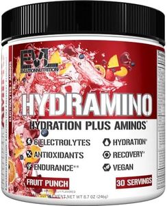 Evlution Nutrition HYDRAMINO Complete Hydration Multiplier, All 6 Electrolytes, Vitamin C & B, Fluid Boosting Aminos, Coconut Water, Endurance, Recovery, Antioxidants, 30 Serve, Fruit Punch
