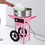 GarveeTech Pink Vertical Electric Cotton Candy Machine With Bubble Cover - 1000W Commercial Floss Maker, Stainless Steel Bowl, Sugar Scoop, Drawer, Ideal for Home & Parties