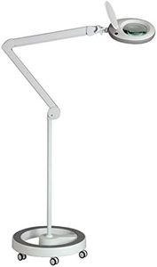 Lumeno 7215 LED magnifying lamp, magnifier lamp, workstation lamp, cosmetic lamp, for beauty salon, hobbyist, as reading aid. Magnifying glass with 5 diopters and rolling stand