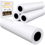 VOISEN Wide Format Paper,4 Rolls Plotter Paper 24 in x 150 Ft, CAD Bond Rolls,20lb,Bond Paper on 2" Core for CAD Printing on Wide Format Ink Jet Printers