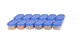 Cutting EDGE AirTight Kitchen Storage Container Set for Rice, Dal, Atta, Flour, Cereals, Snacks, Stackable, BPA Free, Peppy Blue (12, 525 ML)