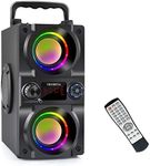 Bluetooth Speaker, 40W (60W Peak) Portable Wireless Speaker with Colorful Lights, Double Subwoofer Heavy Bass, FM Radio, MP3 Player, Loud Stereo Speaker for Home Outdoor Party Camping