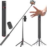 WeCool S7 Pro Long Selfie Stick with Tripod Stand 69"/177cm, 360 Degree Rotation Selfie Stick Tripod, Magnetic Remote with ABS+Aluminum Body, Auto Pop Open for Hands-Free Photo & Live Video Shoot
