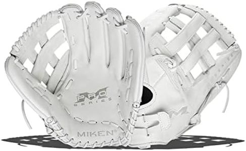 Miken PRO Series Fielding Glove 14 Inch, White, Right Throw (Worn on Left Hand)