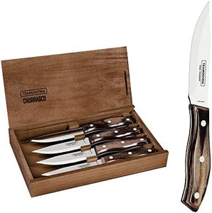 Tramontina Knife Set with Brown Polywood Handles 4 Piece Set, 0.44 kg