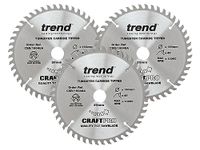 Trend Wood Circular Saw Blades, 160mm Diameter, 20mm Bore, 48 Teeth, TCT, 2.2mm Kerf, +15° Hook, CSB/160/3PK