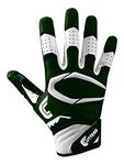 Cutters Gloves S451 REV Pro 2.0 Football Receiver Gloves with Sticky C-TACK Grip, Men, Dark Green