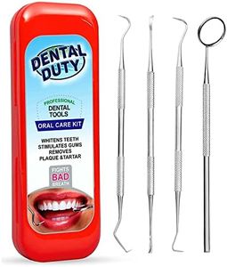 Dental Hygiene Kit - Calculus & Plaque Remover Dental Tool Set - Stainless Steel Tarter Scraper, Tooth Pick, and Mouth Mirror - Dentist Instrument Set for Teeth Cleaning (Red)