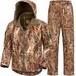 NEW VIEW Camo Hunting Clothes for Men,Quiet Warm Hunting Jacket and Pants,Water Resistant Hunting Suit for Deer Duck Bow Hunt, Nv Camo Reed, Large