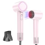 HEXTEK Hair Dryer, Fast-Drying Blow Dryer 1700W,Brushless Motor, 110,000 RPM Lightweight Portable Ionic Travel Professional Hair Dryer for Home/Gift (Pink)