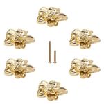 MOROBOR 6pcs Solid Brass Knobs Flower Shape Dresser Knobs Petal Drawer Knobs Creative Single Hole Zinc Alloy Pulls for Cabinet Dresser Door Drawer Pulls (Gold)