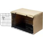 OUUTMEE Dog Crate Cover, Waterproof and Windproof Pet Kennel Cover with 2 Door Ventilate Mesh Window Fit for 24" 31" 36" 49" Dog Crate-(91 * 61 * 64CM) Beige-UK