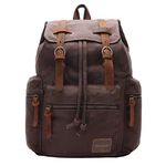 Berchirly Vintage Men Casual Canvas Leather Backpack Rucksack Bookbag Satchel Hiking Bag