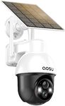 AOSU Solar Security Camera Wireless Outdoor with Panoramic PTZ, Human Auto Tracking, 2K Night Vision, Light and Sound Alarm, 2-Way Talk, Compatible with Alexa/Google Assistant for Home Surveillance