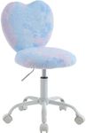 DM Furniture Kids Desk Chair Girls Students Study Chair Adjustable Computer Chair Furry Swivel Office Reading Chair Child Cute Heart Back Chair for Home/Bedroom/School/Dorm/Vanity, Blue