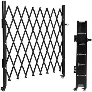 Single Folding Security Door, 50" H x 67" W Portable Flexible Expandable Fence Gate, Steel Accordion Security Gate with 360°Rolling Wheel - Ideal for Courtyards, Garages, Gardens