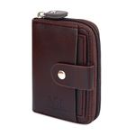 NFI essentials PU Leather 9 Slots Vertical Card Holder Credit Debit Card Holder Zipper Coin Purse for Men and Women Accordion Money Wallet Security Wallet (MW-3)