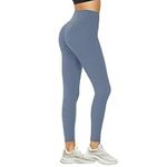 DDOBB Leggings for Women High Waisted Black Leggings Tummy Control Stretchy Pants Trousers for Gym Yoga Running Sport Regular&Plus Size(J-MORANDI Blue,S-M)