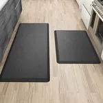 More Décor Anti Fatigue Kitchen Floor Mat, Standing Desk Mat, Double Pack, Non Slip, Waterproof - 0.47 Inches Thick - Rug Sizes 17.3" x 28" and 17.3" x 47.2" - Black