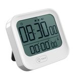 Digital Pomodoro Timer and Alarm Clock, Loud Kitchen Countdown Timer Desk Stopwatch, Magnetic Programmable Table Timer Tomato Clock for Productivity Time Management, 12/24H, White Backlight, Vibration