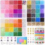 Beads for Bracelets, Funtopia Friendship Bracelet Kit with 60 Colors 4mm Glass Seed Beads and 208 Pcs Letter Beads for Making Jewellery, DIY Jewelry and Art Crafts for Girls and Women (3 Boxes)