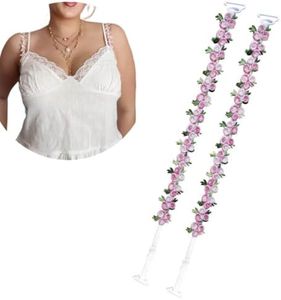 Moly Story Decorative Bra Straps,Removable Invisible Floral Bra Straps Replacement for Bra,Shoulder Straps for Tops Dress (Pink)