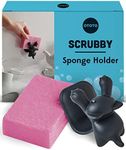 OTOTO Scrubby Sponge Holder for Kitchen Sink - Gray Cat Kitchen Sponge Holder - Dishwasher Safe Dish Sponge Organizer- Rust-free - 3.9x3.1x3.9 inches