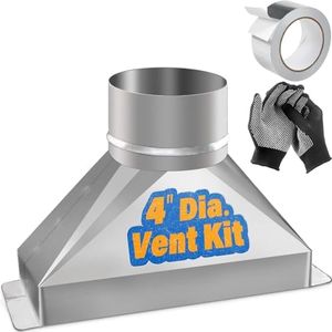 4'' Dia. Round to Rectangular Duct Transition Adapter, 3-1/4" x 10" Galvanized Steel for Microwave Vent Kit Ducting Hose, Range Hood, HVAC, Exhaust Duct Pipe Fittings with Foil Tape & Gloves