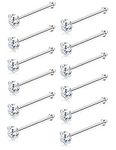 Sllaiss 12Pcs Nose Studs Rings Made with Austrian Crystal Piercing Pin Body Jewelry 1.5mm Surgical Stainless Steel 4 Prongs Setting Nose Stud Piercing Jewelry Set 20G