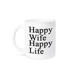 3dRose "Happy Wife Happy Life Black Mug, Ceramic, Black, 11.43 x 8.4499999999999993 x 12.7 cm