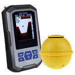 GAIN EXPRESS Fish Finder Wireless Sonar Sensor 125kHz Frequency 45M/147Ft Depth Alarm Function Large Color TFT LCD Display