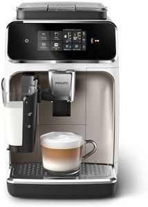 Philips Machine à Expresso Automatique Série 2300-4 Boissons, Écran tactile couleur moderne, Système de lait LatteGo, SilentBrew, Broyeur en Céramique, Filtre AquaClean. Blanc Chromé (EP2333/40)