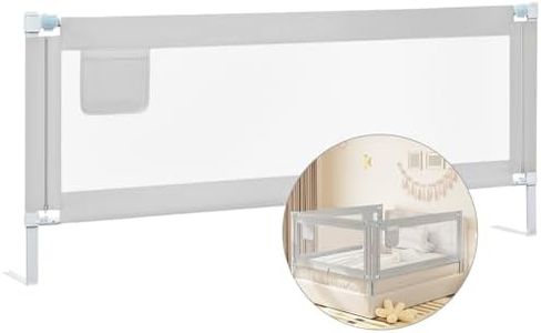 WOLTU Sponda Letto Bambini, Barriera del Letto per Bambini 200cm, Protezione Letto per Bambini Anticaduta, Regolabile in Altezza 69-87cm, in Oxford e Metallo, Grigio Chiaro, KG003hgr03