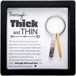 Thick and Thin Keychain Best Friends Keychain Sentimental Gifts for Boyfriend Girlfriend to Soul Sister Tribe Jewelry Friendship Gifts for Women Friends, Silver, Small