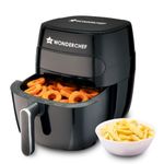 Wonderchef Swift Digital Air Fryer with Window | 1350W, 6 litres | 7 Pre-Set Functions | Non-Stick Basket | Auto Shut-Off | Touch Screen | Fry, Bake, Grill, Roast | 2-Year Warranty | Black