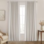 UHITECH Linen Cream Bedroom Blackout Curtains for Living Room Pinch Pleated Curtains 84 Inches Long 2 Panels Set 100% Blackout Curtains Back Tab/Rod Pocket Thermal Insulated Curtains & Drapes