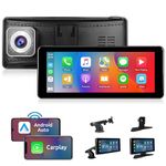 Portable Car Radio Wireless Apple CarPlay Android Auto with 4K Dash Cam 6.86 Inch Airplay Carplay Screen Bluetooth FM Transmitter Portable Car Stereo Voice Control AUX