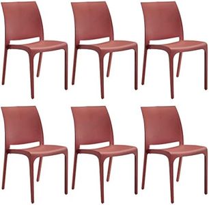 milani home_set di 6 sedie poltrone da giardino in plastica design moderno_Colore Rosso