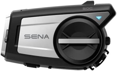 Sena 50C Motorcycle Communication & 4K Camera System with Sound by Harman Kardon Integrated Mesh Communication Headset with Premium Microphone & Speakers,Black