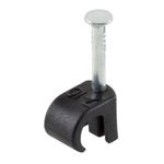 GTSE Round Black Cable Clips, For Cables 7-10 mm, Box of 100, Skirting Wire Nail Clips, Cable Tacks for Ethernet, Electrical Cables, Wires