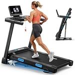 MERACH Foldable Treadmill with Incline, Treadmills for Home Foldable, 6% Incline Treadmill for Heavy People, 0.8-12km/H Walking Pad for Home & Office, Save Space, LED Display, APP