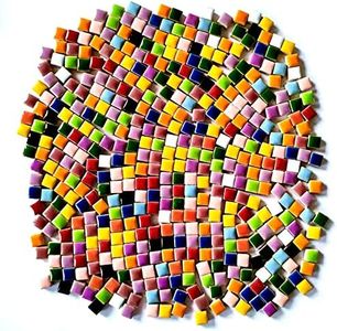 500g/1.1lb Random Color Ceramics Mosaic Tiles,DIY Making Creative Ceramic Mosaic Tiles for DIY Craft Plates Flowerpots Vases Cups Mosaic Making Supplies (Square)